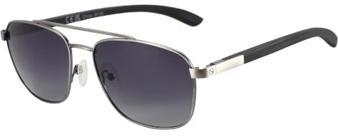 ZENOTTIC Pilot Polarised Sunglasses for Men, Mirrored Square Metal Frame with Wood Temple, UV400 Protection Lens