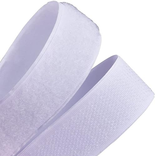 Adhesive Hook and Loop Fastener Tape Roll – Loop Side Only, 1 Inch x 75 Feet, White, Heavy Duty Industrial Strength Sticky Back for DIY, Mounting, Organization & Commercial Use, Made in USA