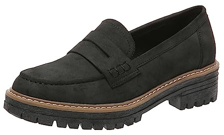 Womens Loafers Shoes Platform Chunky Penny Loafer Lug Sole Comfortable Slip On Work Office Business Casual Dress Shoes, US Size 8 Black