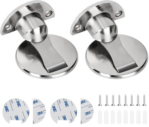 SWAWIS 2 Stück Magnetische Bodentürstopper, Türstopper Boden aus Zinklegierung mit Aufkleber Selbstklebend und Schrauben, Türfeststeller Magnet zum Schutz von Wand und Tür vor Beschädigung