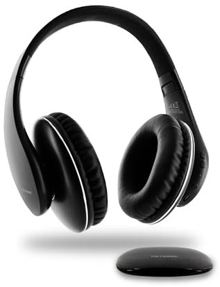 Metronic 480200 - Auriculares inalámbricos ópticos, estéreo, transmisor para TV/PC/Teléfono/Tablet, AUX 3.5mm, Volumen Integrado, Diadema Plegable, autonomía hasta 10 Horas