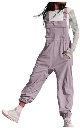 Damen Overall Ärmelloser Latzhosen - Arbeitslatzhose Lose | Oversize Jumpsuit mit Große Taschen und Träger Schlupfhose Baggy Hosen Mädchen