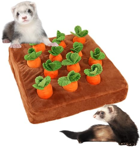PUMEXFE Tapis à renifler interactif pour Furet - Jouet d'enrichissement de friandises pour Petits Animaux, Lapin, Chinchilla, Cochon d'Inde, Hamster (12 Carotte)