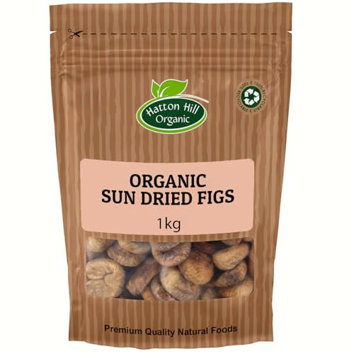 Organic Sun Dried Figs 1kg by Hatton Hill Organic | Perfectly Dried for a Naturally Sweet Boost, Deliciously Chewy Snack, Packed with Fiber