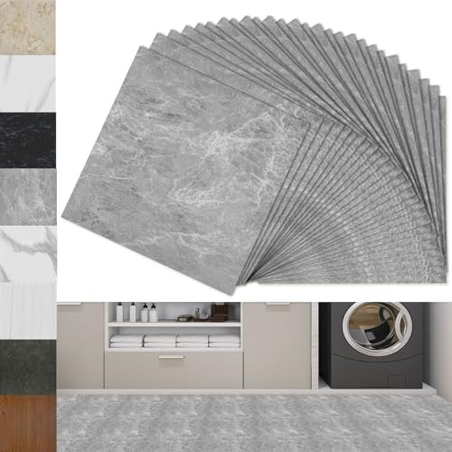 Froadp PVC-golvbeläggning självhäftande kakelplattor 30 x 30 cm kvadrat, kakelmönstrad, vinylgolv, golvplattor för vardagsrum, kök, balkong, halkfri, vattentät, golv, fliense (typ 2, 54 stycken – 5,02