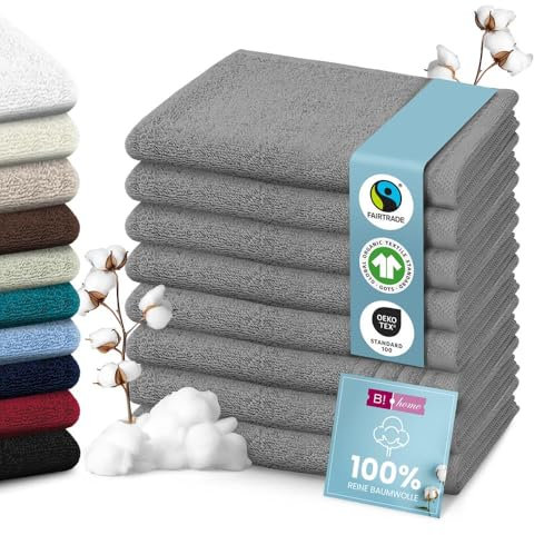 B!HOME 4er Set Premium Handtücher [100% Baumwolle] 50x100 cm, grau/Handtücher Weich, Saugstark & Pflegeleicht/Handtuch Perfekt für Bad, Gym & Reisen