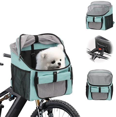 BigKing Borsa per Bicicletta per Animali Domestici, Cestino Anteriore per Cani, Cestino Pieghevole per Bicicletta, Adatto per Equitazione All'aperto E Campeggio con Animali Domestici (Blu)