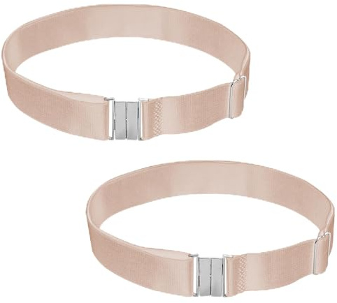 Mikovivi Liguero de Muslo para Mujer, Ajustable Elástico Liguero Pierna con Hebillas Arnés para Calcetines Altos (Color Piel)