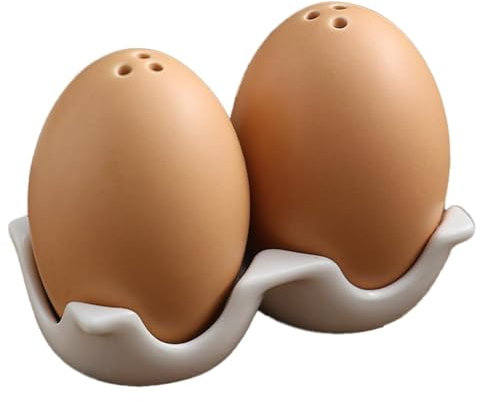 Saliera e pepiera in ceramica a forma di uovo con supporto in cartone, accessorio decorativo da cucina