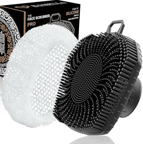 RamPula Face Scrubber & African Net, Silicone Exfoliating Brush for Men Women, Facial Cleansing Brush, Manual Waterproof Cleansing Skin Care, Blackhead Removing Pore Cleansing Massaging Face Brushes