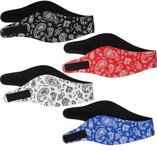 SUPVOX Bandeaux De Natation Étanches Réglables en Néoprène, 4 Pièces, Cache-Oreilles Solide pour Garçon Et Filles Et Adultes, Baignade Et Bain, Accessoire Piscine Et Sport Aquatique