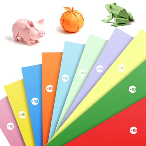 Phyeglow 100 Feuille de Couleur Cartonné, A4 carton de bricolage, ensemble de papier de construction 10 couleurs, accessoires de bricolage pour dessins créatifs et impression de documents