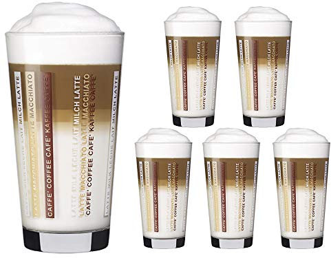 Vitrea 6 Kaffeegläser 370ml Latte Macchiato Gläser Sestr + 6 Glas Trinkhalme 23 cm