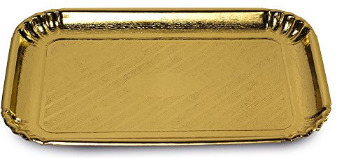 Guardini, Set de 2 plateaux 33x43 cm, Jetable, Carton, Or, Fabriqué en Italie, Easy Bake Line