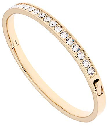 Ted Baker Clemara Hinge Crystal Bangle Bracelet For Women - Medium (Gold/Crystal)