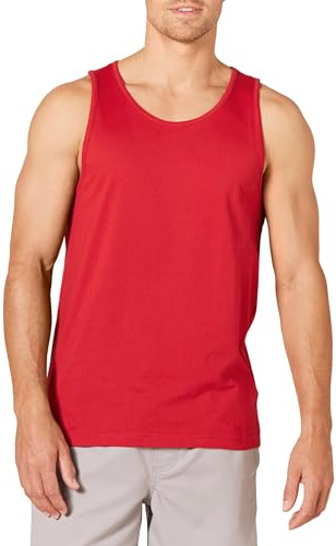 Amazon Essentials Camiseta Deportiva sin Mangas para Gimnasio, Ligera, Elástica, de Secado Rápido y Absorbe la Humedad Hombre, Rojo, S