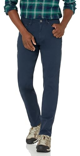 Amazon Essentials Pantalon en Sergé Stretch 5 Poches Coupe Athlétique (Grandes Tailles Disponibles) Homme, Bleu Marine, 42W / 28L