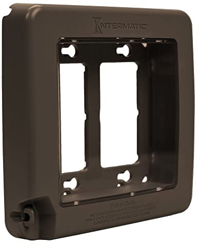Intermatic WP7200BR Low-Profile Extra-Duty Weatherproof 2-Gang Cover, Bronze - Expandable Front Window, Versatile Mounting, Complete Installation Kit - Protect Outdoor Outlets
