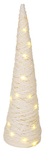 URBNLIVING Albero di Natale illuminato a LED, coni di Natale a forma di piramide con catena luminosa, display finestra, decorazione per la casa (bianco con glitter, 80 cm)