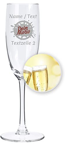 Sektglas/Champagnerglas mit Gravur personalisiert/Namen Text über 100 Motive, Sekt-Glas graviert als Geschenk zum Geburtstag Jahrestag Hochzeit Verlobung Silvester Richtfest