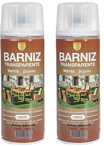 Etrexonline Pintura Spray Multicolor Profesional 400ml Adecuado Metal Madera y Plástico - Color Barniz Satinado (Paquete de 2)