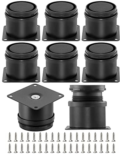 HDAJY 8-Pack 2 Inch Furniture Legs, Stainless Steel Legs for Furniture+32pcs Screws, Black