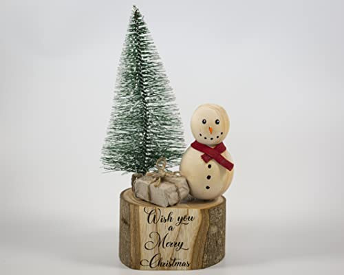 The Olive Home Christmas Mantel Decoration, Wooden Snowman, Handmade Noel Decoration, Fireplace Decor, Light Up Gifts, Family Ornament, Mini Christmas Tree