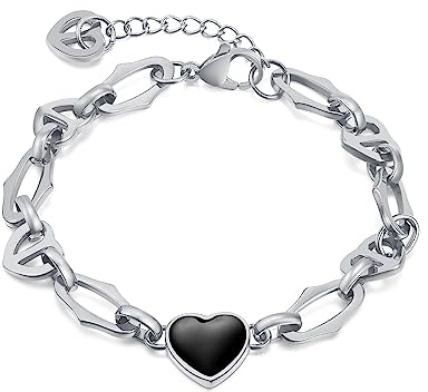 OSTAN Pulsera para mujer de acero inoxidable pulseras con cadena de eslabones para mujer, 21.0 Zentimeter, Acero inoxidable