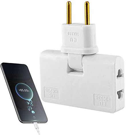 Jomewory Adattatore da Parete a 3 Prese | Spina Piatta per Adattatore per Presa elettrica a 2 Poli | Convertitore di Alimentazione per Adattatore per Spina Europea da Viaggio con Testa Rotante a 180