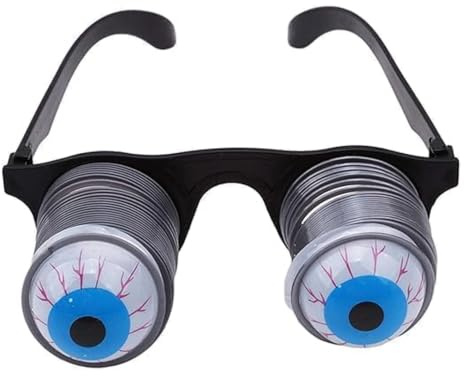 Wyjuan Pop Out Eye Glasses Wobbly Eyes On Springs Pop Out Eyes Novelty Glasses Halloween Carnival Party Plastic Joke Horror Shock Glasses Toy,Sunglasses,Novelty Out Glasses,Wobbly