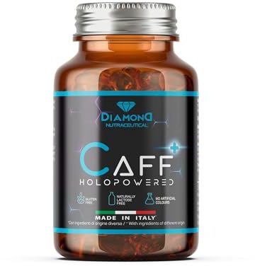 CAFF+ HoloPowered - Caffeina Pura POTENZIATA per Energia, Focus e Prontezza Mentale - 60 Compresse (200 mg) - No OGM, Gluten Free, Vegan