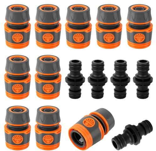 Raccords de Tuyau D'arrosage, 15 Pièces Embout Tuyau Arrosage avec Accessoires de Raccord, Connecteur Rapide de Tuyau D'arrosage 1/2 Pouce Raccord Tuyau Arrosage pour Famille Jardin