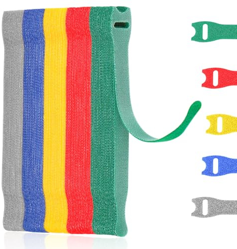 100 pezzi Fascette Cavi, 150 x 12 mm Colore Fascette Riutilizzabili Nylon Regolabili con Gancio e Anello, Fascette per Cavi, Cable Management, Organizer