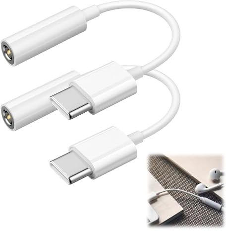 JRILUO 2 Pezzi Adattatore USB C A Jack 3,5mm, Cavo Aux Dongle Type C, Con DAC Chip Per Laptop Tablet Smartphone, Convertitore Audio Cuffie Alta Qualità, Compatibile Con Tutti I Dispositivi Audio