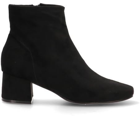 Etika Botines de Tacón Ancho para Mujer, Botín Estilo Chelsea con Panel Elástico y Cremallera, Tacón Cómodo de 5cm, Modelo 32014 Negro Antelina - 37