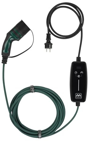 Masterplug Cable de Carga VE para Vehículos Eléctricos e Híbridos, 5 Metros, Modo 2, Enchufe Schuko de 3 Pines EU a Cargador de Coche Tipo 2, 2,3kW, 10A, EVCM221005G/EU
