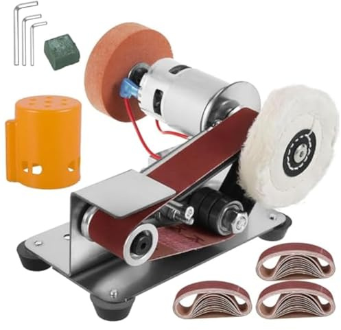 Masslla Mini-Bandschleifer, Elektrischer 15-Grad-Bandschleifer, Elektrische Polier- und Schleifmaschine für Messer mit 7 Einstellbaren Geschwindigkeiten, EU-Stecker