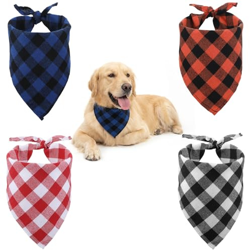 Guduling 4 Pcs Bandana for Dog,Large Dog Bandanas,Dogs Bandanas,Long 70cm/27.56In Triangle Bibs for Multi Sizes Dogs,Birthday Boy Bandana for Small Medium Large Pets