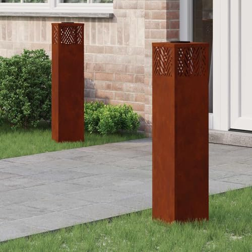 Lumanois Lumière de Chemin LED Solaire 2 pcs Bronze Acier patiné Éclairage extérieur Marron,879736