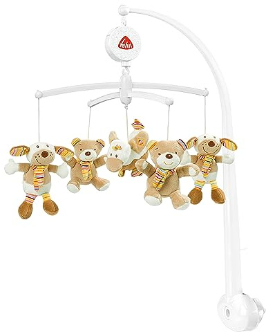Fehn Musik Mobile Rainbow - Baby Einschlafhilfe Musikspielzeug mit süßen Tieren - Babymobile Spieluhr Melodie Guter Mond - Musikmobile Babybett Spielzeug für Babys und Neugeborene von 0–5 Monaten