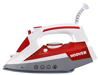 Hoover Ironjet TIM2500EU 011 - Ferro da Stiro a Vapore, Piastra in Ceramica, 2500 W, Funzione Vapore, Autopulente, Bianco/Rosso