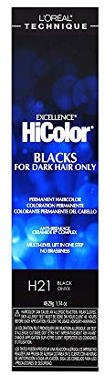 L'Oréal Technique HiColor Violet & Blacks Permanent Hair Color - Anti-Breakage Ceramide R Complex, Multi-Lift with No Brassiness, For Dark Bases, Long Lasting Color, Black Onyx H