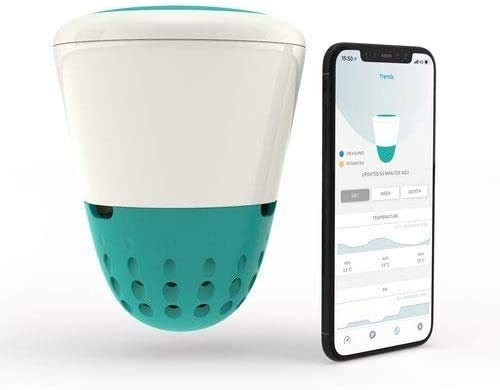 Ico Isolotto Tecnologico - Rilevatore Parametri PH/Cloro/Sale/Bromo/Temperatura Acqua Piscina Tramite Bluetooth & Wi Fi - Intelligenza Artificiale - Novita