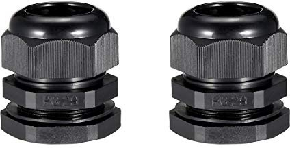 sourcing map PG29 Presse-étoupe Câble Glande Imperméable Plastique Joint Réglable Contre-écrou Noir pour 16mm-25mm Diamètre Câble Fil 2Pcs