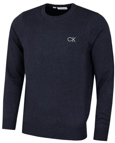 Calvin Klein Mens Round Neck Tour Sweater - Navy Marl - L