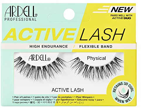 Ardell Active Lash Physical False Eyelashes, Water-resistant, Light Volume, Medium Length, Vegan Friendly, 1 Pair (Pack of 1)
