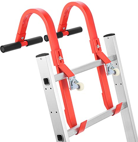 SLIIMU 2 Pack Heavy Duty Ladder Roof Hooks with 360° Rotating Universal Wheel and Foam T-Shape Grip Bar, 500 lbs Weight Ladder Stabilizer for Roof, Orange