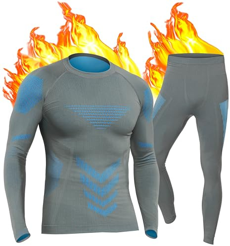 UNIQUEBELLA Ropa Interior térmica Mejorada para Hombre, Conjunto de Ropa Interior térmica para Esquiar, Ropa Interior Funcional para Hombre Transpirable y de Secado rápido - Ropa Interior cálida para