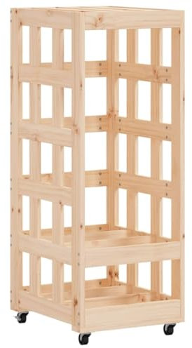 vidaXL Portalegna con Ruote 40x49x110 cm Legno Massello di Pino