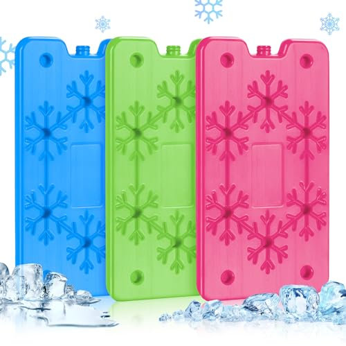 ilauke Set di 3 grandi mattonelle di raffreddamento, 400 ml, XL per borsa frigo, raffreddamento lungo, batteria refrigerante per il contenitore del pranzo, in 3 colori per pranzo, borsa termica e